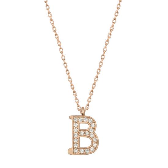 Silver Rose Letter B Women’s Necklace