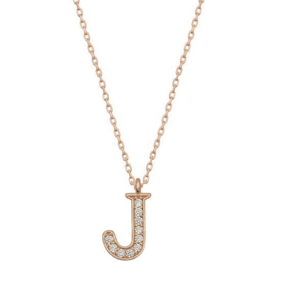 Silver Rose Letter J Women’s Necklace