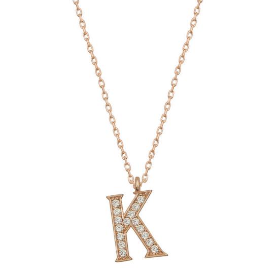 Silver Rose Letter K Women’s Necklace