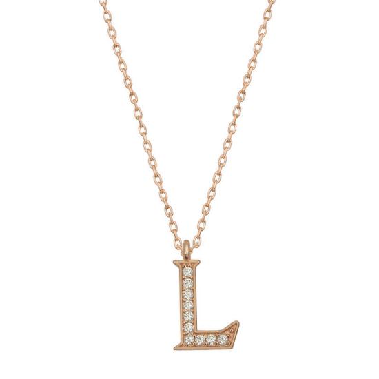 Silver Rose Letter L Women’s Necklace