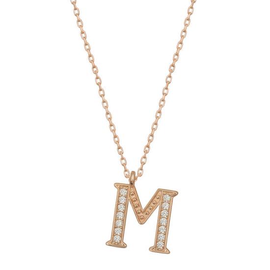 Silver Rose M Letter Women’s Necklace