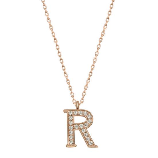 Silver Rose Letter R Women’s Necklace