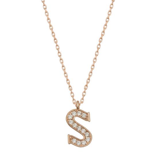 Silver Rose Letter S Women’s Necklace