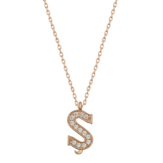 Silver Rose Letter S Women’s Necklace