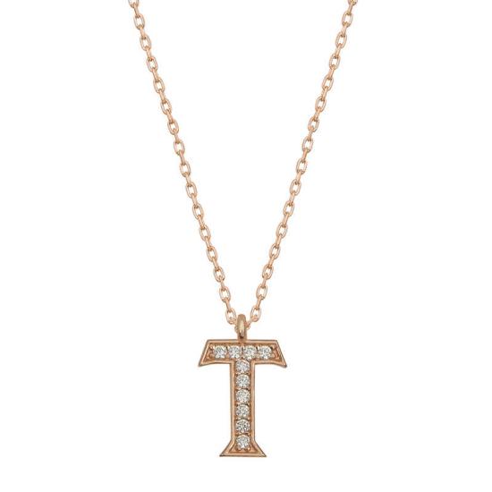 Silver Rose Letter T Women’s Necklace