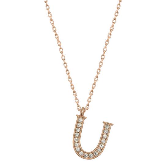 Silver Rose U Letter Women’s Necklace