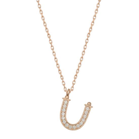 Silver Rose Letter U Women’s Necklace