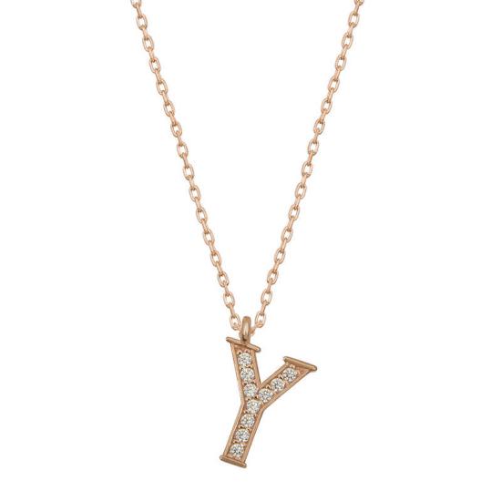Silver Rose Letter Y Women’s Necklace