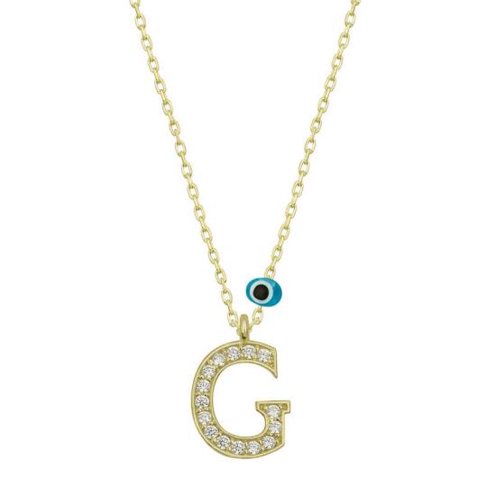 Silver Evil Eye Gold Letter G Women’s Necklace