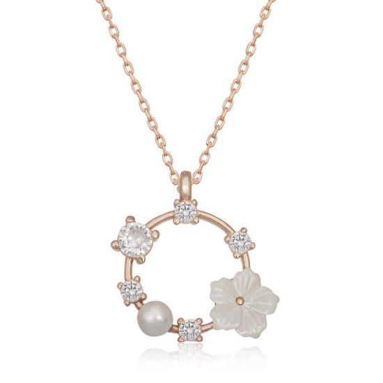 Silver Rose Magnolia Flower Women’s Necklace