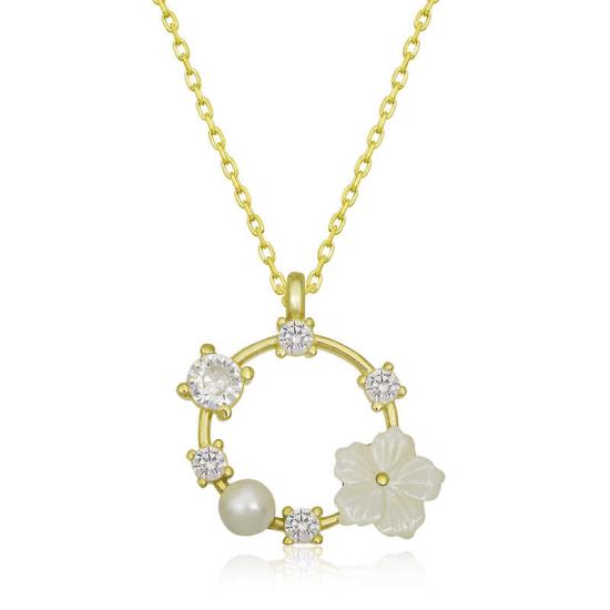 Silver Gold Magnolia Flower Women’s Necklace