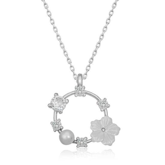 Silver Magnolia Flower Women’s Necklace