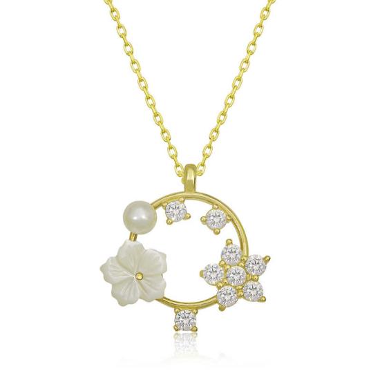 Silver Gold Magnolia Flower Star Women’s Necklace