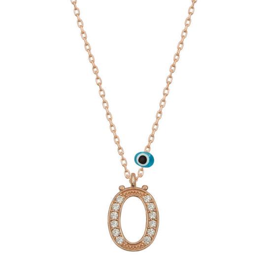 Silver Evil Eye Rose Letter Ö Women’s Necklace