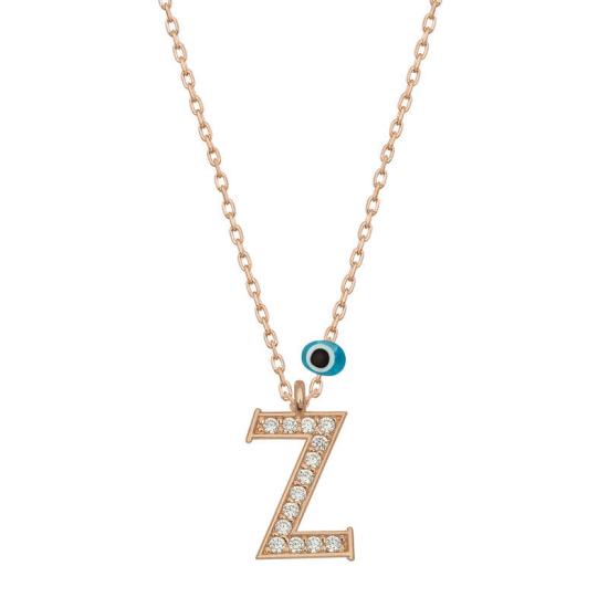 Silver Evil Eye Rose Letter Z Women’s Necklace