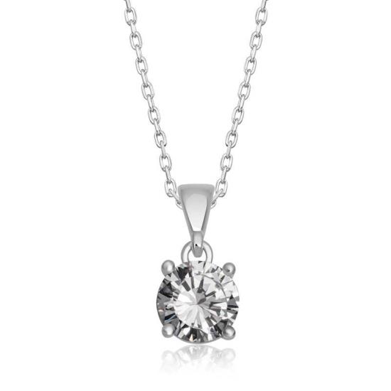 Silver Round Zircon Stone Women’s Necklace