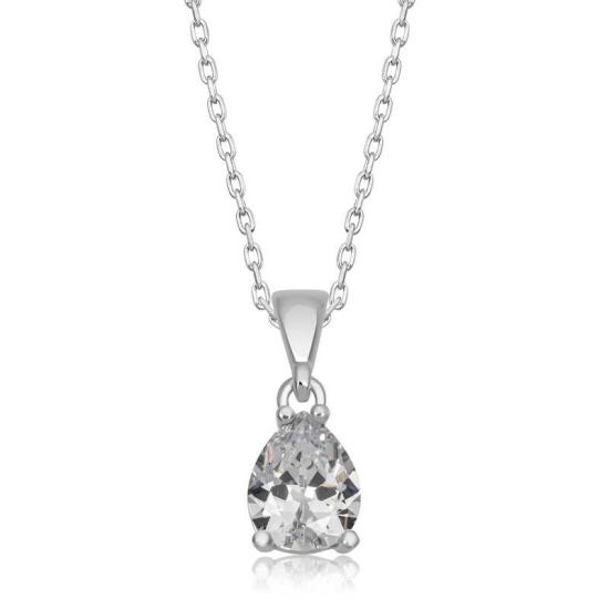 Silver Drop Zircon Stone Women’s Necklace