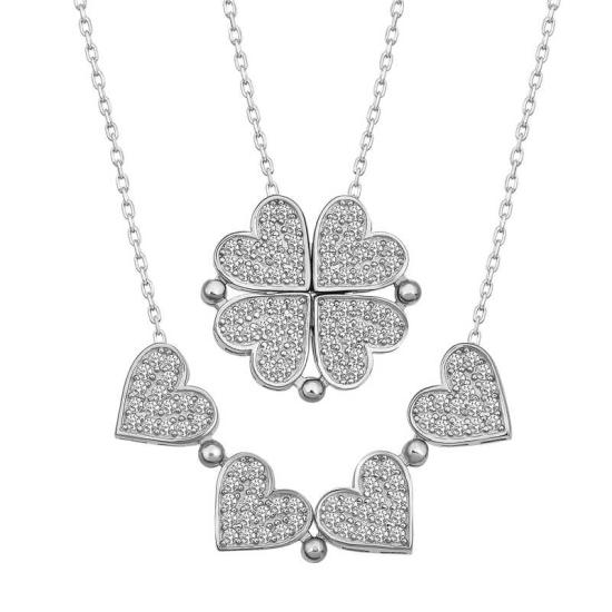 Silver Heart Clover Women’s Necklace