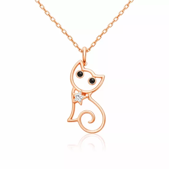 Gümüş Rose Kedi Kadın Kolye