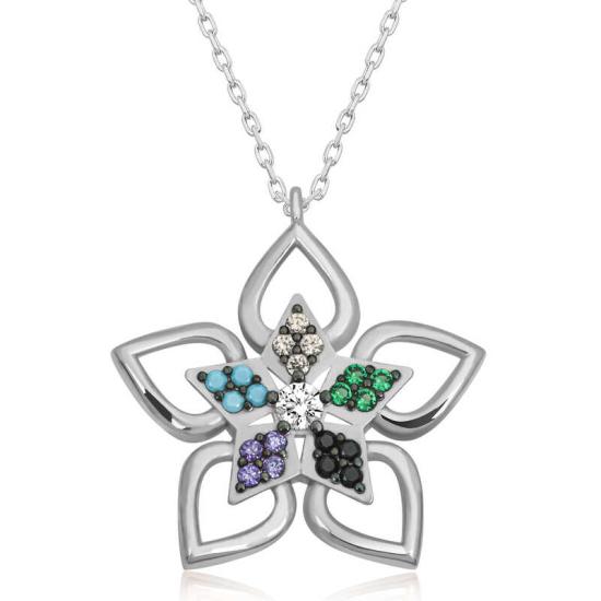 Silver Stone Flower Women’s Necklace