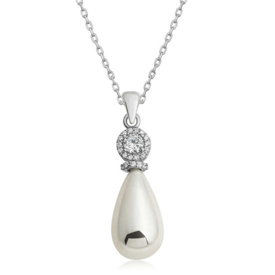 Silver Drop Pearl Women’s Necklace
