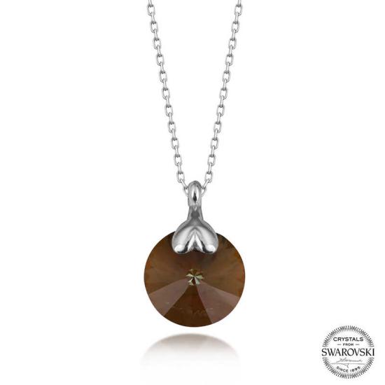Swarovski Crystal Brown Stone Silver Women’s Necklace