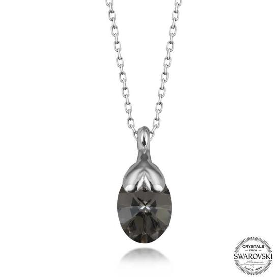 Swarovski Crystal Stone Oval Silver Women’s Necklace