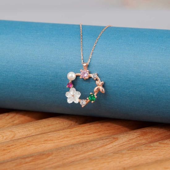 Silver Rose Heart Magnolia Flower Butterfly Women’s Necklace