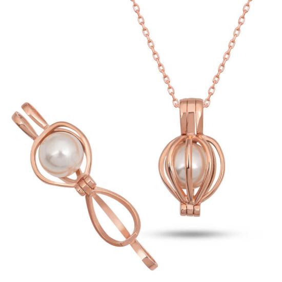 Silver Rose White Pearl Women’s Necklace