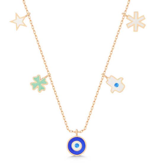 Silver Rose Evil Eye Lucky Women’s Necklace