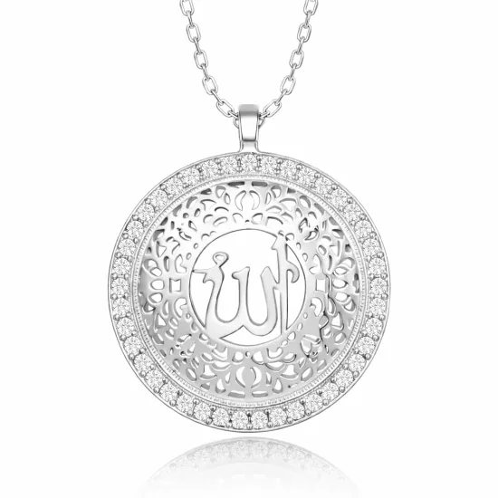 Gümüş Allah Yazılı Kadın Kolye
