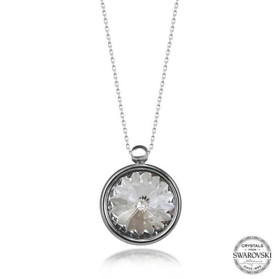 Swarovski Crystal Stone Framed Silver Women’s Necklace