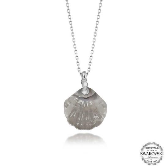 Swarovski Crystal Stone Seashell Silver Women’s Necklace