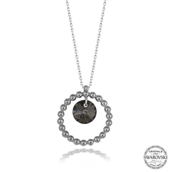 Swarovski Crystal Stone Hoop Silver Women’s Necklace