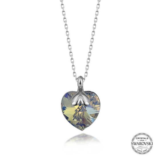 Swarovski Crystal Stone Heart Silver Women’s Necklace