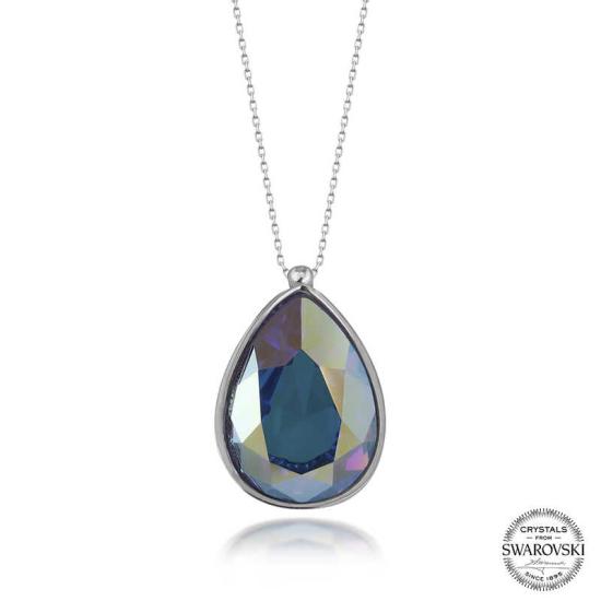 Swarovski Crystal Stone Drop Silver Women’s Necklace