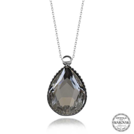 Swarovski Crystal Stone Drop Silver Women’s Necklace