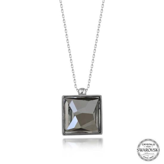 Square Silver Women’s Necklace with Swarovski Crystal Stones