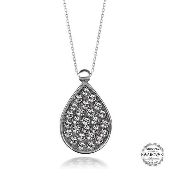 Swarovski Crystal Stone Drop Silver Women’s Necklace