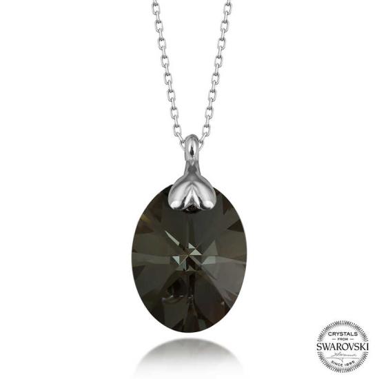 Swarovski Crystal Stone Oval Silver Women’s Necklace
