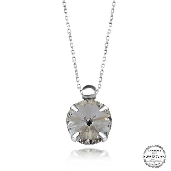 Swarovski Crystal Solitaire Silver Women’s Necklace