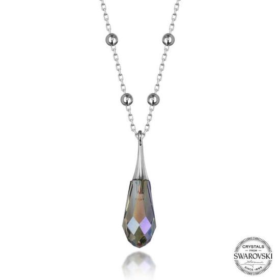 Swarovski Crystal Stone Amethyst Ball Chain Silver Women’s Necklace