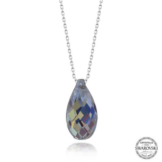 Drop Cut Silver Women’s Necklace with Swarovski Crystal Stones