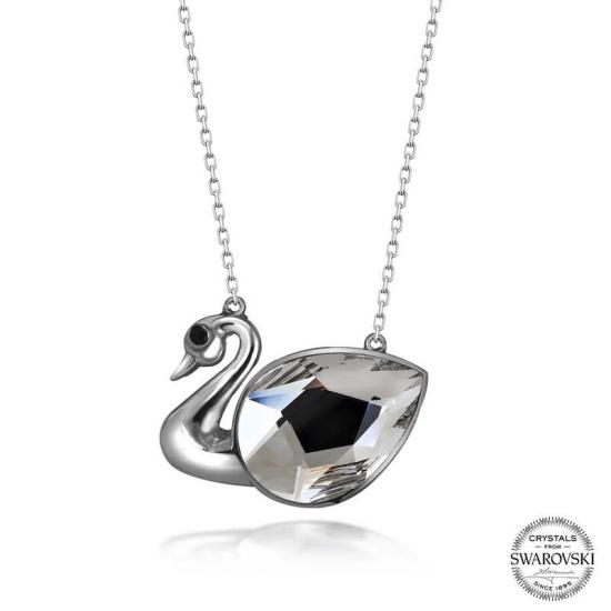 Swan Silver Women’s Necklace with Swarovski Crystal Stones