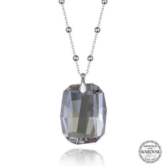 Swarovski Crystal Stone Ball Chain Baguette Silver Women’s Necklace