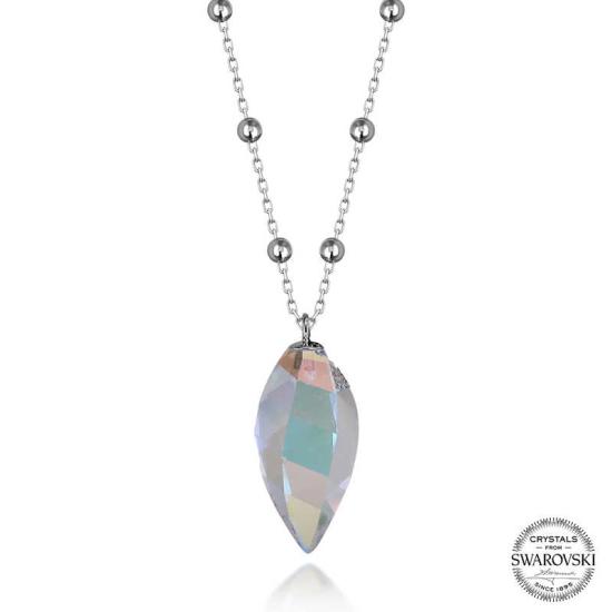 Crystal Stone Ball Chain Silver Women’s Necklace