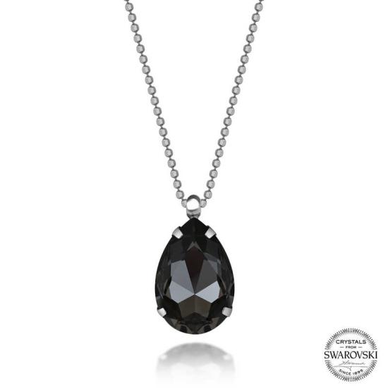 Crystal Stone Ball Chain Drop Silver Women’s Necklace