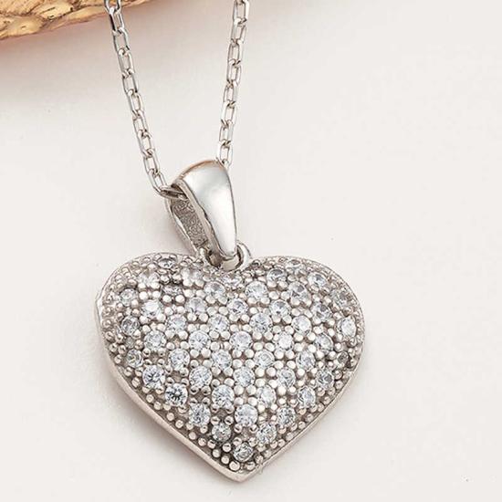 Silver Domed Heart Women’s Necklace