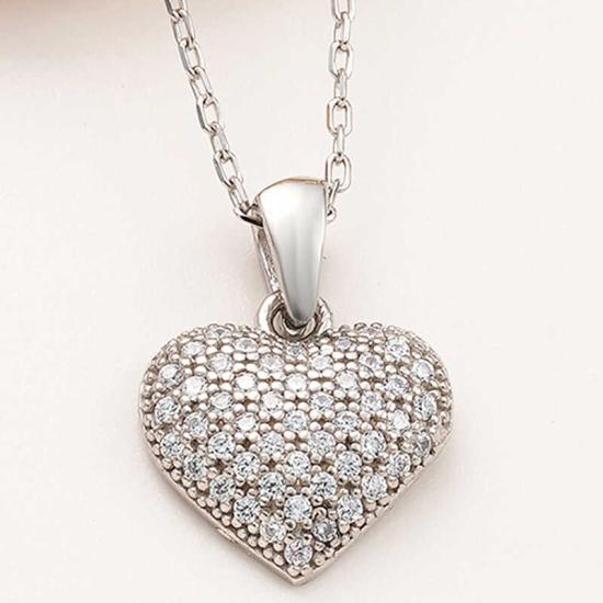 Silver Domed Heart Women’s Necklace