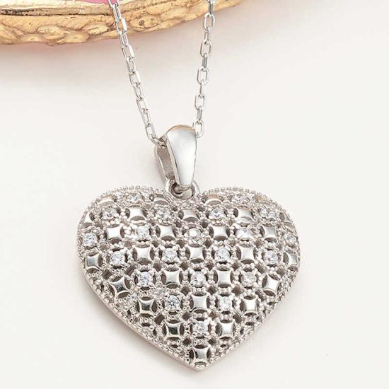 Silver Domed Heart Women’s Necklace